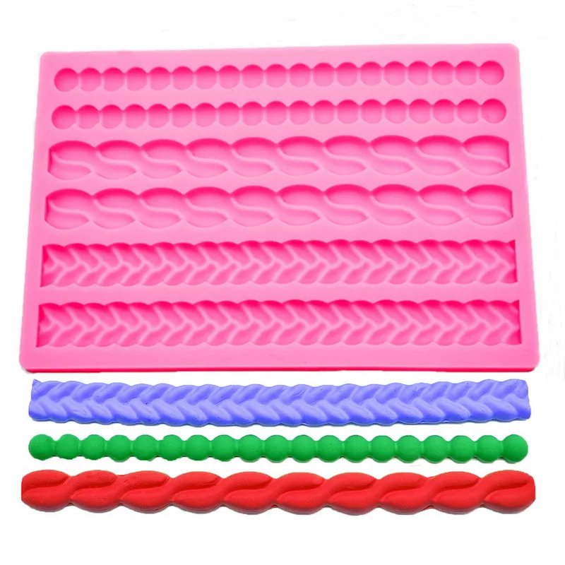 

1pcs Silicone Fondant Molds Cake Border Decoration 3D Pearl Chains Molds Chocolate Cookie Pastry Cake Decoration, Grey/pink