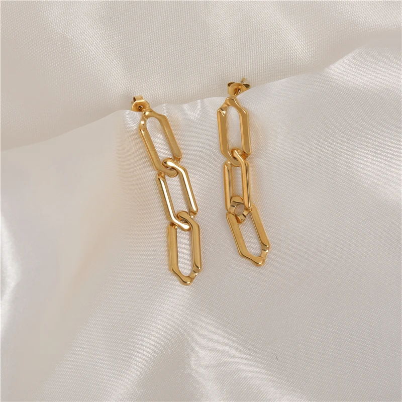 2022 Ins Hot Earring Waterproof 18K PVD Gold Plated Link Chain Stainless Steel  Earring Fashion Jewelry