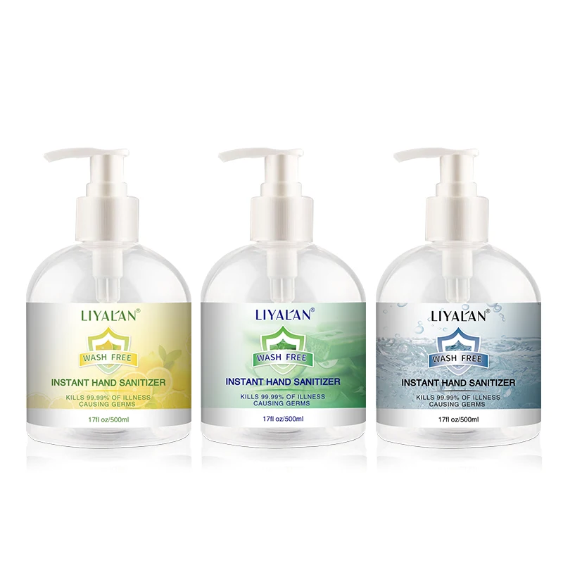 

wholesale in stock 500ml hand wash soap waterless 75% alcohol hand sanitizer, Transparent liquid