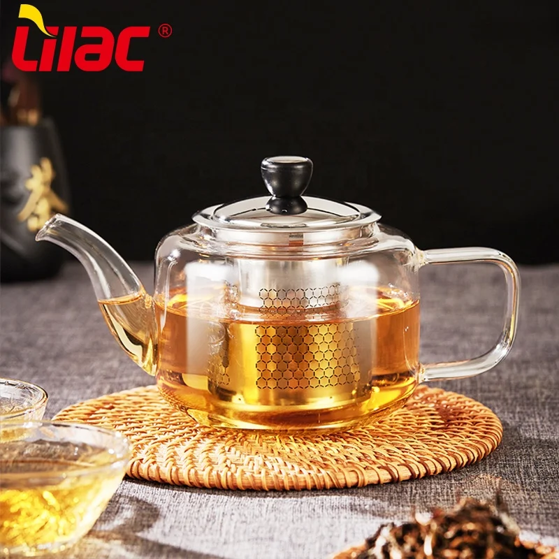 

Lilac BSCI SGS LFGB 300m 500ml 700ml nordic cozy long spout high borosilicate glass chai tea pot