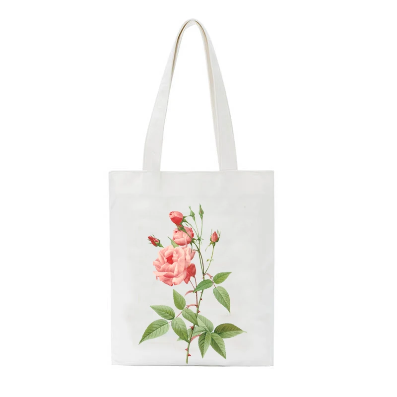 

1pcs Custom Shoulder Bag Summer Fresh Flowers Printing Tote Bag Casual College Floral Design Top Handbag Dropship Canvas Bags