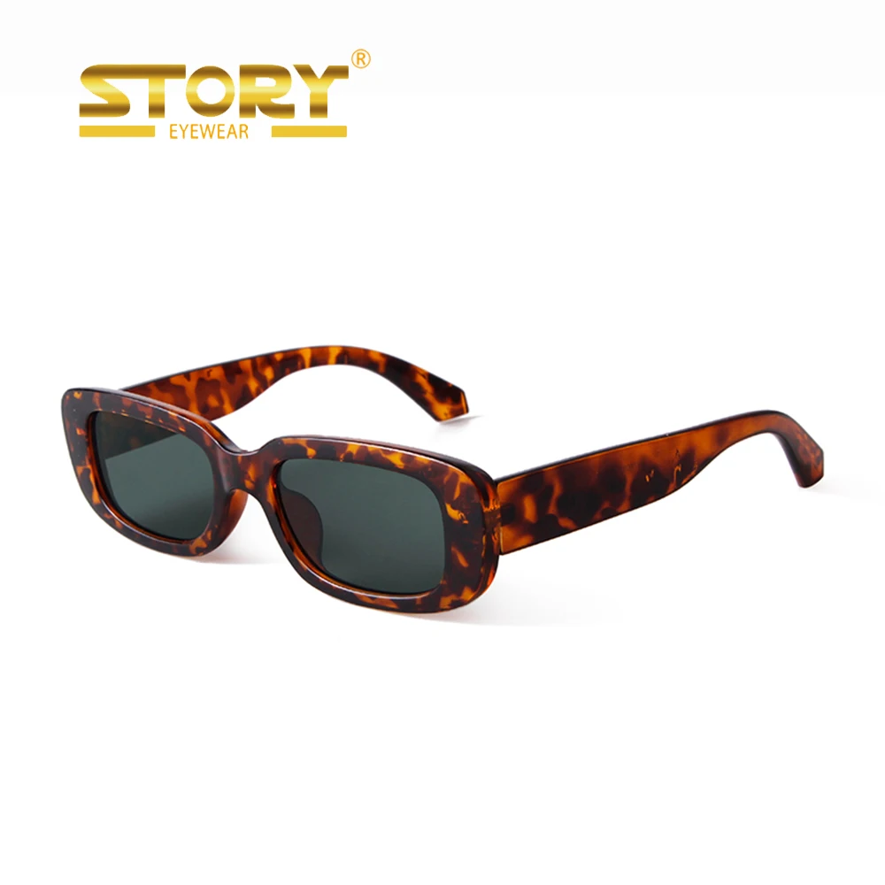 

Story STY77087H Rectangle sunglasses women men Vintage Retro small Leopard Frame Sun glasses for Womens Mens