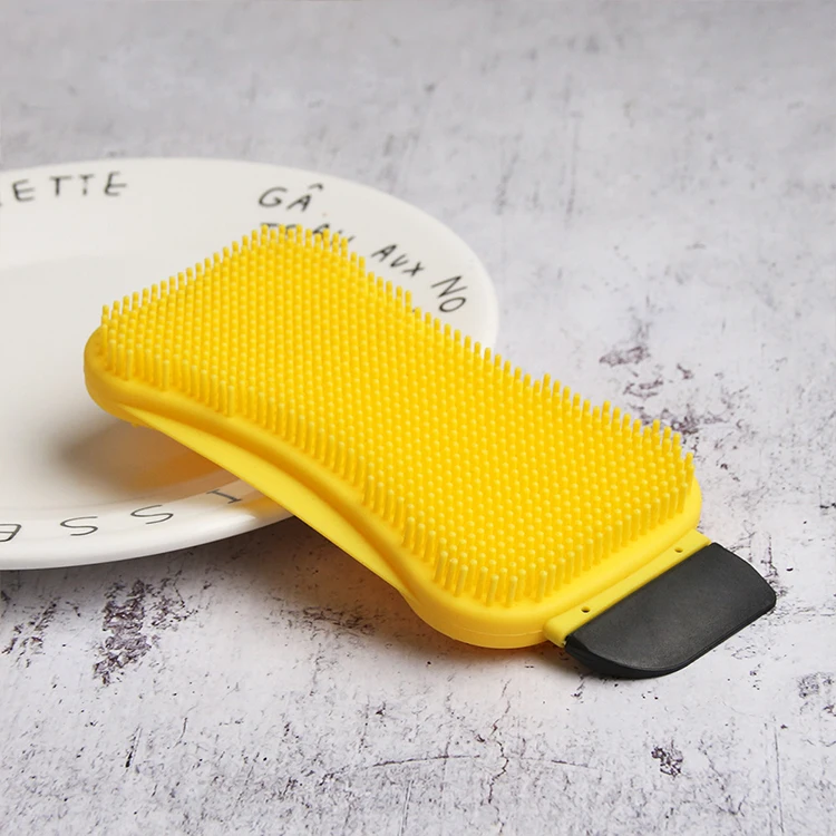 

Durable Pot Table Washing Scrubber Kitchen Gadgets Multi-Functional Sponge Silicone Dishes Brush Cleaning Scraper, Yellow/ customized