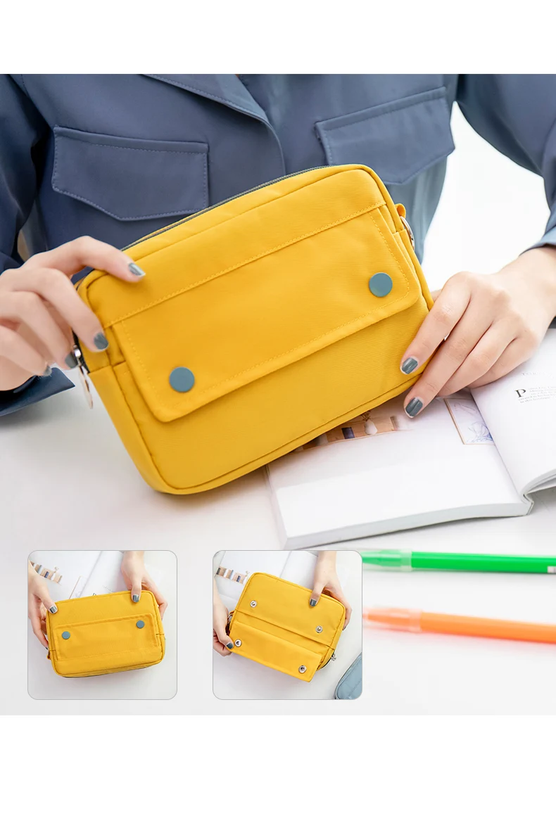 Factory Custom Solid Print Eco Zipper Pencil Bag For School Stationery ...