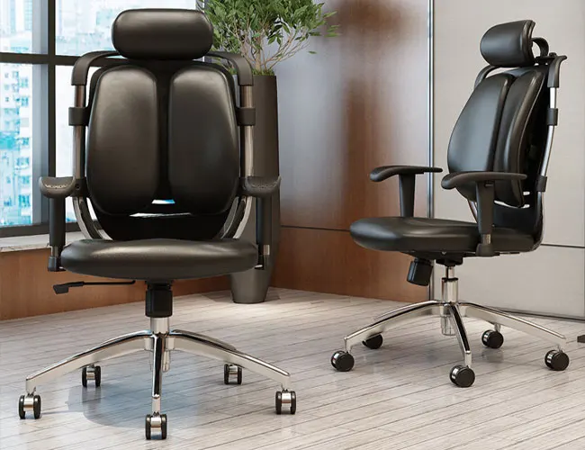 

Modern Chair Swivel Reclining Executive Ergonomic Office Chair with Foot Iron Pu Leather Cover Synthetic Leather