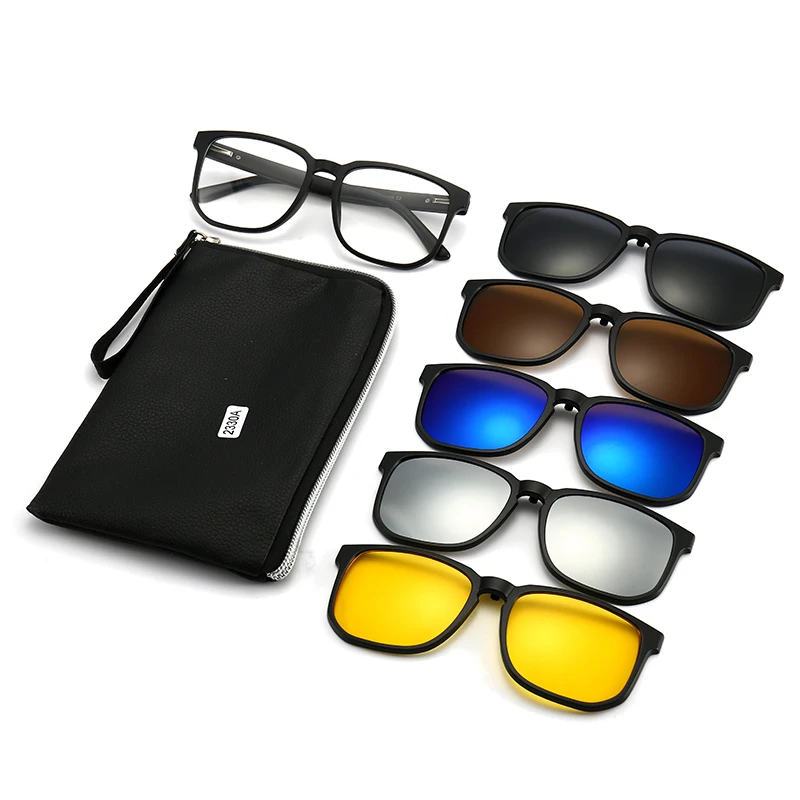 

DL Glasses Magnetic Polarized eyewear Clip-on sun glasses Set for women men Plastic Frame Night Driving Sunglasses 2022