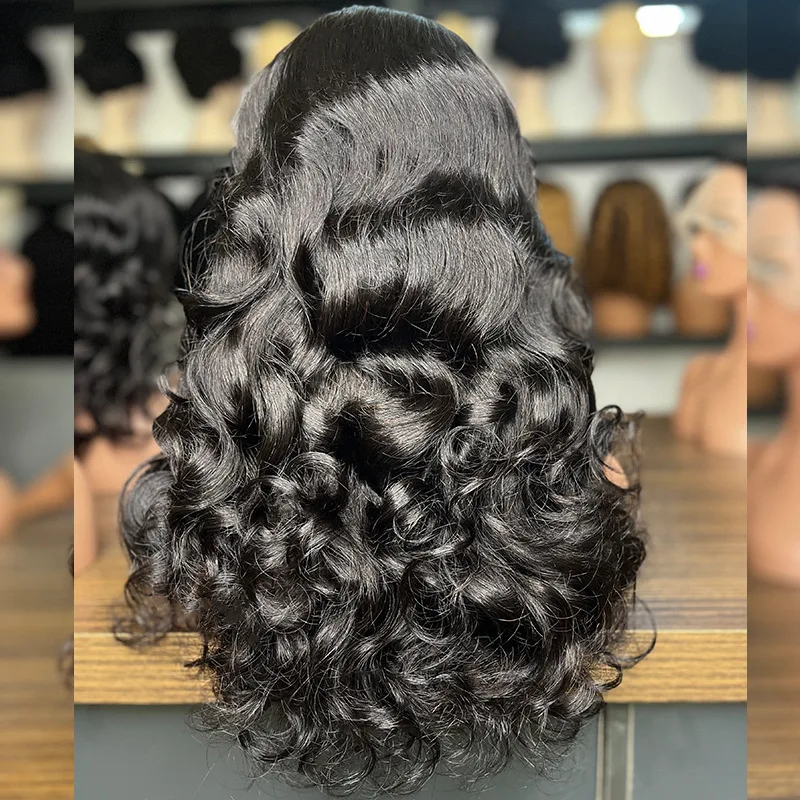 Raw Human Hair Bouncy Curly Transparent for Lace 13*4 Frontal Wig Natural Virgin Remy Hair 250% Density Long Length 1 Piece