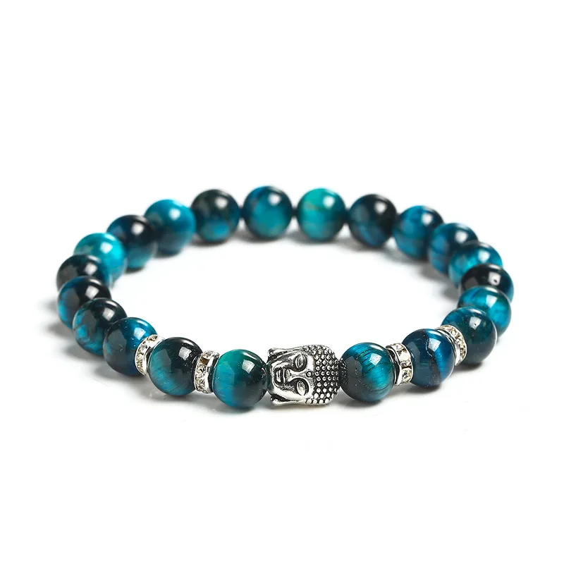 

Energinox Fashion Simple Single Circle Buddhist Zircon Tiger Eyes Stone Buddha Beads Bracelet