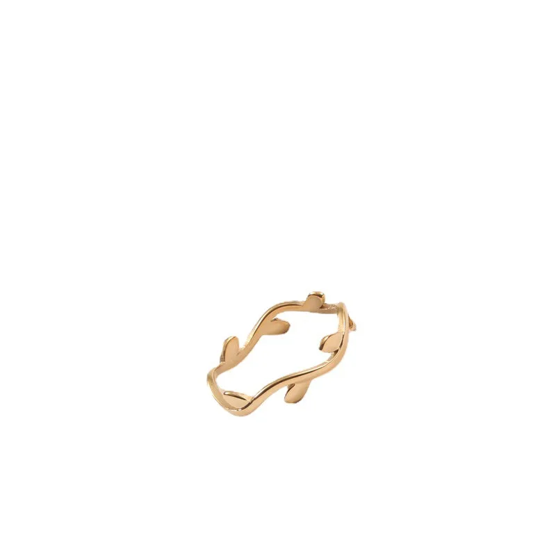 

New Trendy Dainty Stainless steel Jewelry 18K Gold Plated Waterproof Finger Bend Leave Rings for Women