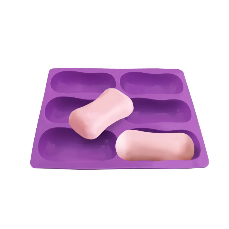 

Durable Food Grade 6 Cavity Silicone Soap Mold Customized Handmade 3D Soap Maker Oval Shape Silicone Soap Mold, Purple