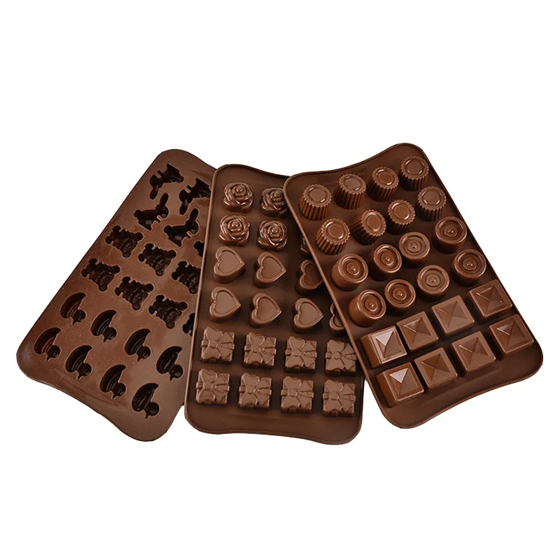 

24 Grid 3d Chocolate Silicone Mold Fondant Patisserie non-stick Candy Mould Cake Mode Decoration Baking Accessories, Chocolate color
