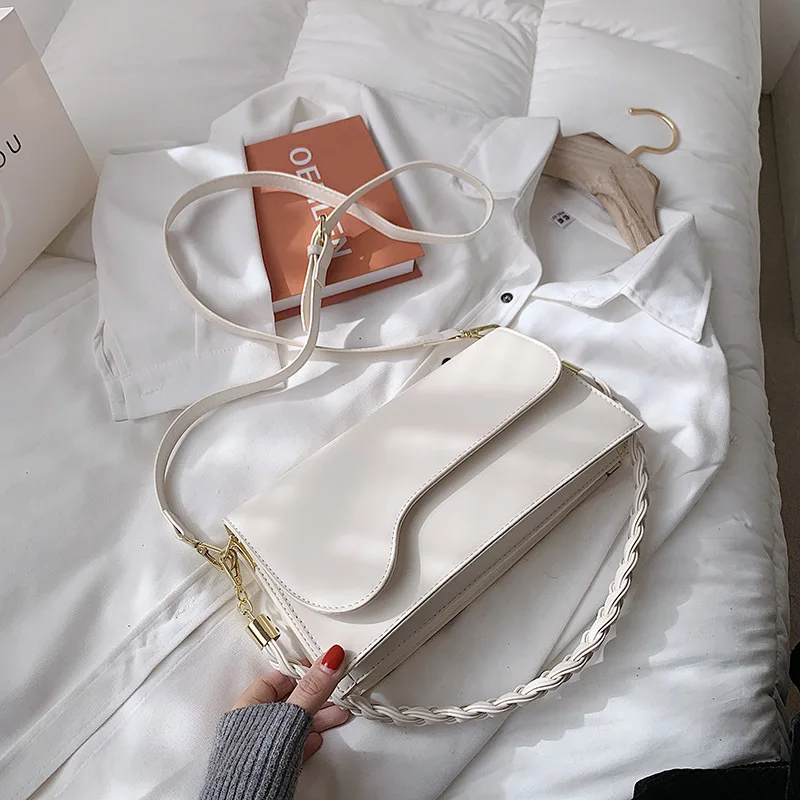 

genuine leather handbags New solid color underarm bag single shoulder oblique cross fashion simple small square bag woman, Available in 4 colors with color card