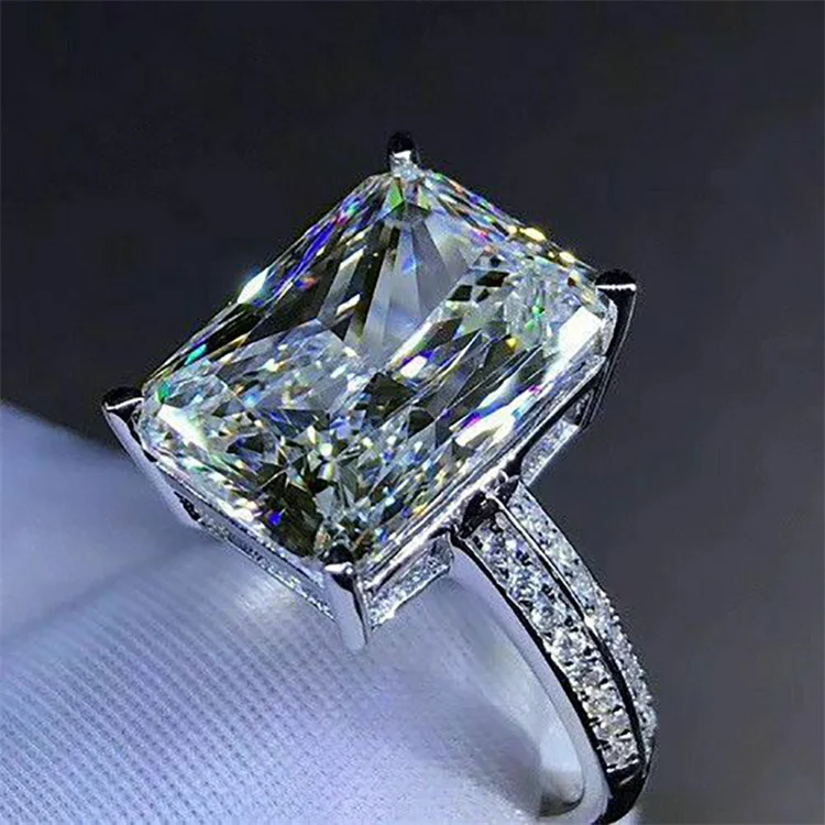 

Fashion engagement ring set with large square cubic zirconia ring ladies crystal wedding ring jewelry