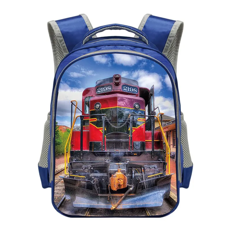 

Cartoon Locomotive Backpack Children School Bags for Boys Girls Steam Train Spaceship Kindergarten Bag Kids Schoolbag, Black