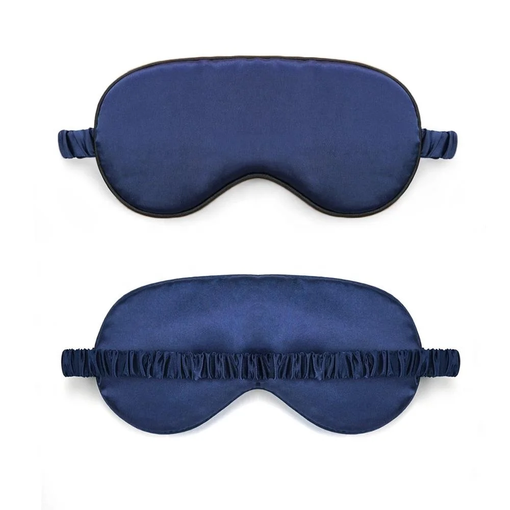 

16mm mulberry silk eye mask luxury custom reusable blindfold dark blue silk sleep eye masks with logo, Color optional