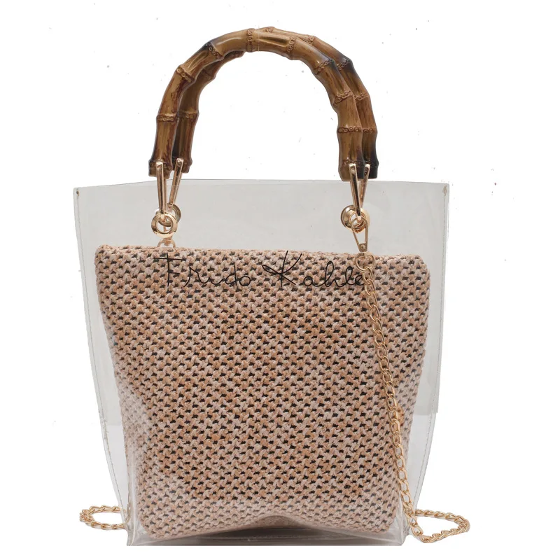 

INS Style Transparent Jelly PVC Shoulder Bag for Women Ladies Large Clear Crossbody Bags Set Korean Style Girls Hand Bag