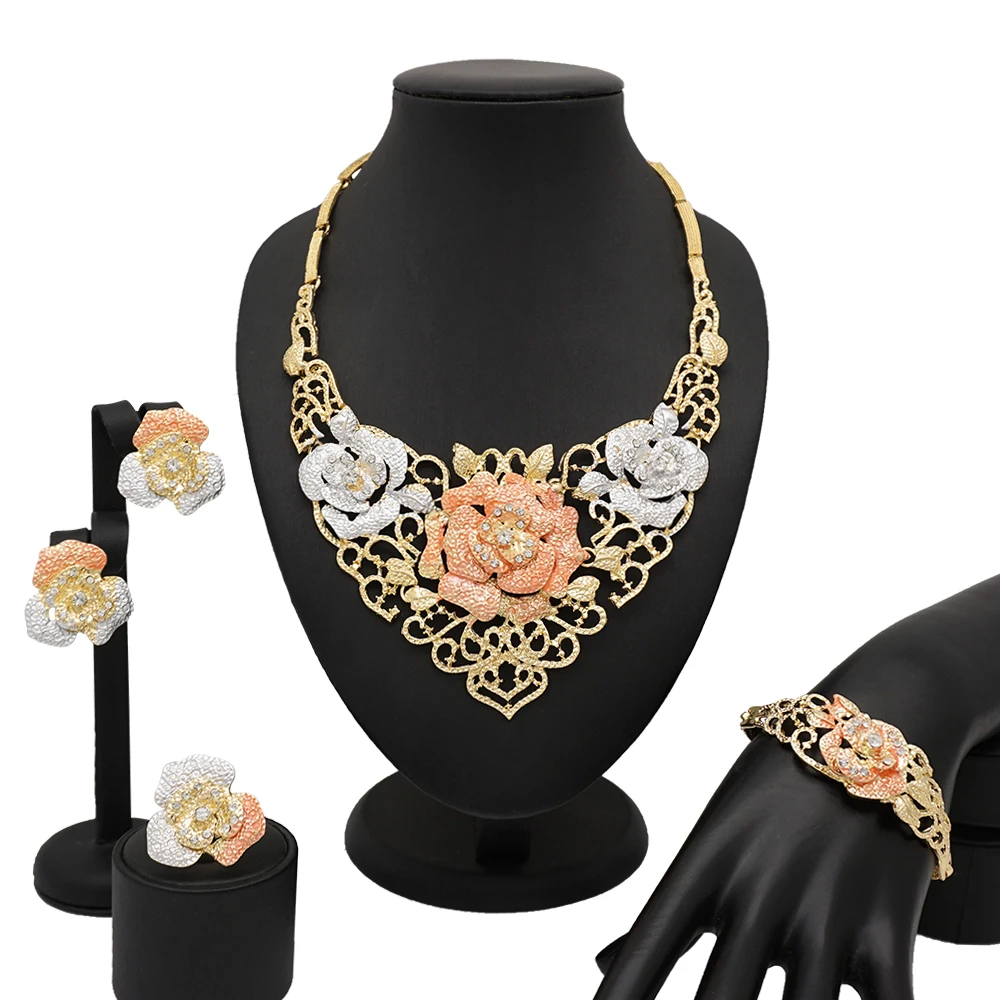 

fashion jewelry luxury mirafeel gold plated jewelry sets CJ979 flower big Women's elegant new designs african nigeria party, As the picture