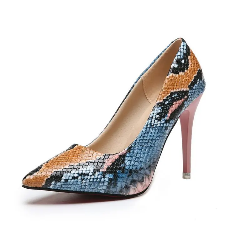 

Cusp 10 CM High Heel Shoes Pump Snake Printed For Women's Stiletto Thin Heel, As picture