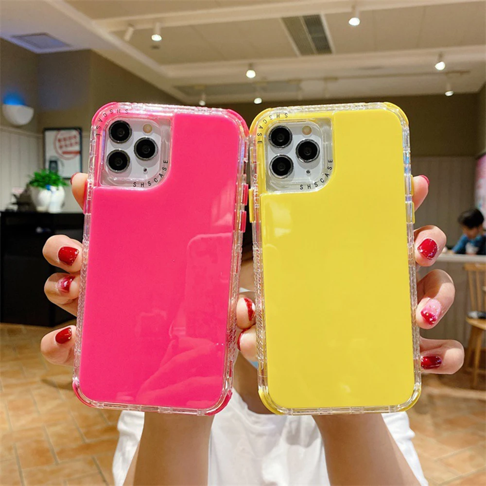 

2021 New Fresh Color Double Layer TPU PC Protective Phone Case for iPhone 6 6S 7 8 Xr XSmax 11 Pro Max Mobile Cover, Solid color