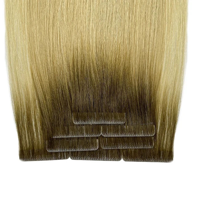 

Customize blonde injected pu hair extensions tape hair inject machine tape hair extension