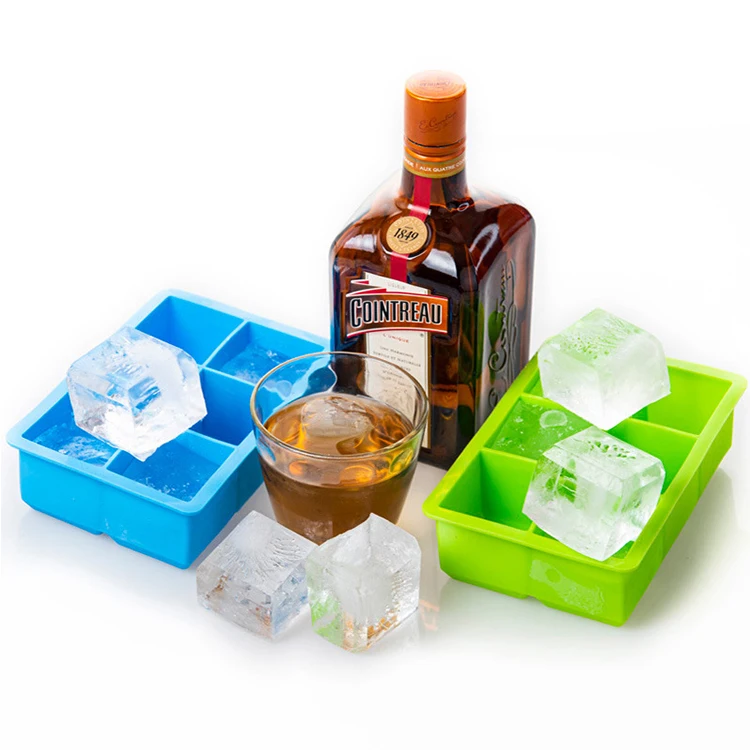 

BPA free popular custom silicone six square ice cube trays ice cube mold, Grey,white,pink,orange