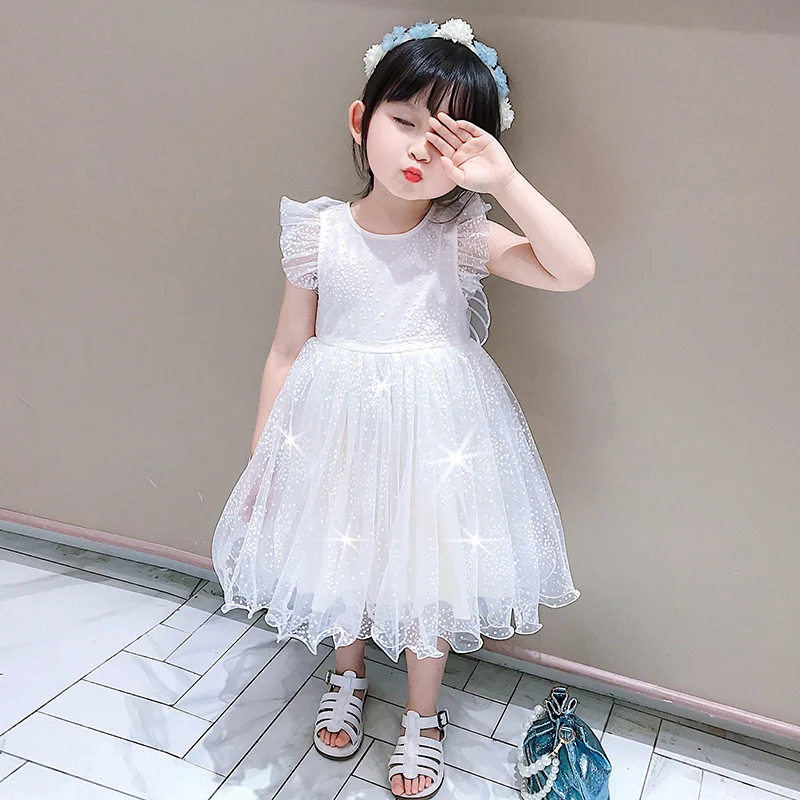 

Hign quality factory direct baby summer princess for girls party dress for a princess girl, White