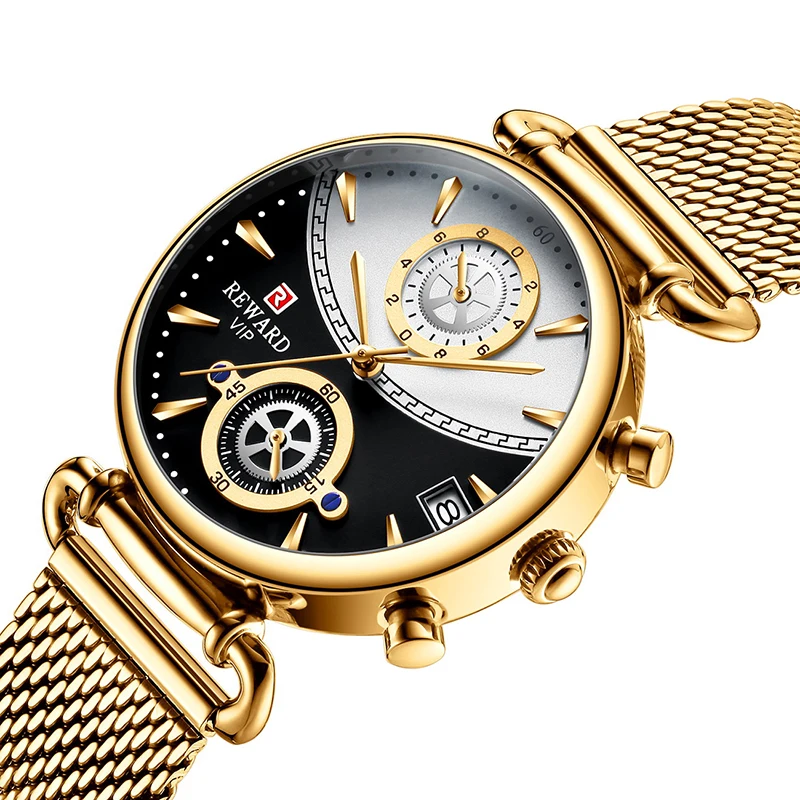 

Reward wholesale price leather chrono gold couple watch Custom wholesale luxury women ladies alloy watch wrist