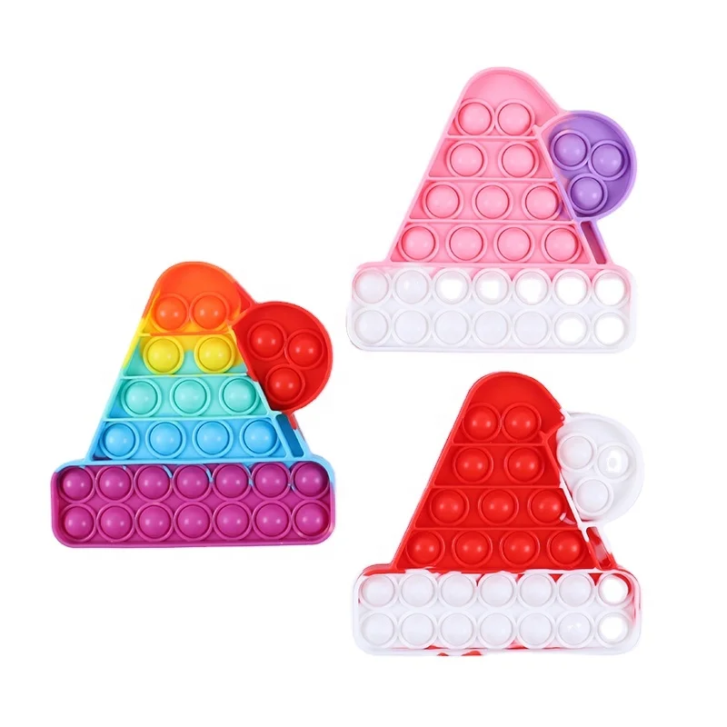 

Christmas Hot Sale Christmas Hat Shaped Push Bubble Pop It Silicone Fidget Toys