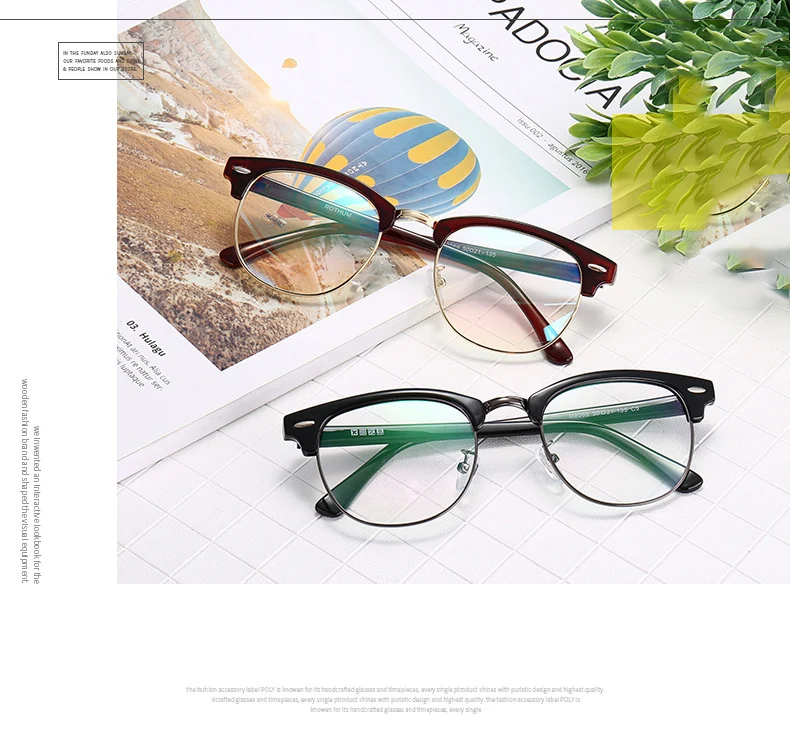 

Tr90 Metal Half Frame Square Glasses Eyeglasses to Block Blue Light