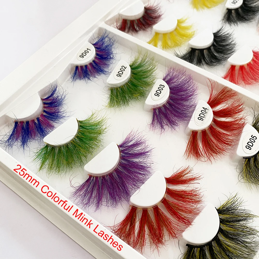 

New Style Full Strip Color Volume 3D Mink Lashes Real Mink Fur Colorful Eyelashes