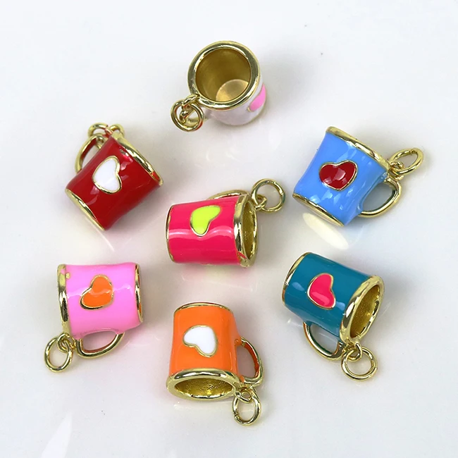 

Fashion Enamel Cup Pendant charms Mix Color Tiny cup Charms necklace Mix color pendants accessories necklace Pendant 8523