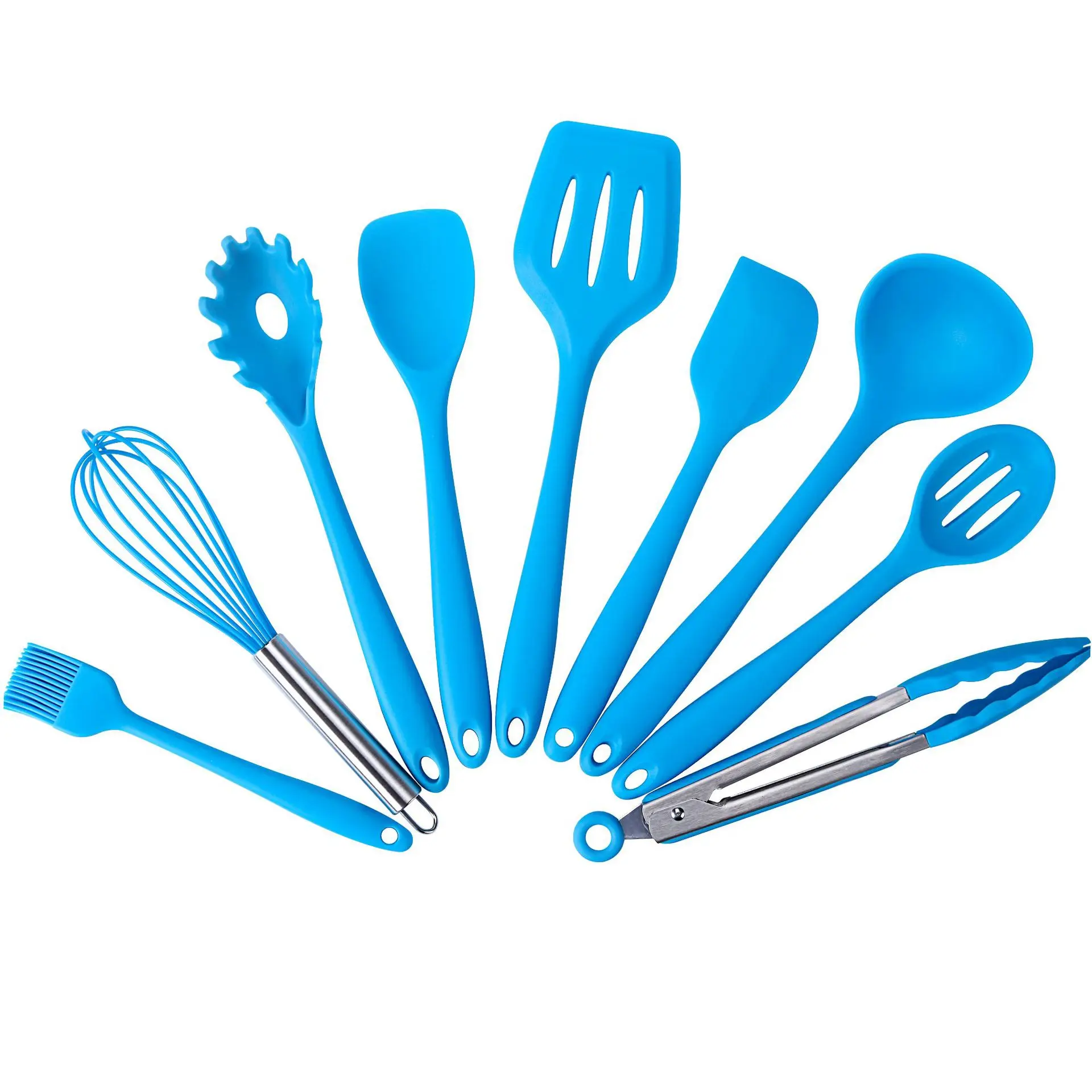 

Wholesale 10 Pcs Eco-Friendly Kitchen Utensils Silicone Cooking Tool Nonstick Cookware Sets Kitchen Accessories Set Cookware, Customized