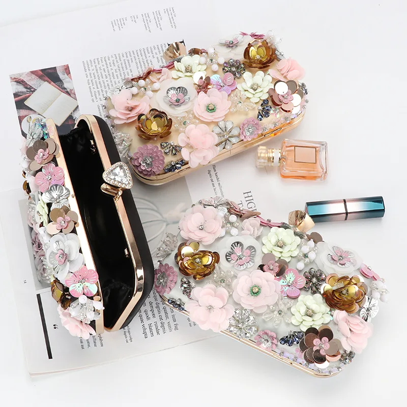 

Hot Selling Handmade 3d Simulation Flower Purse Party Bag Luxury Women Evening Bag Clutch Bag