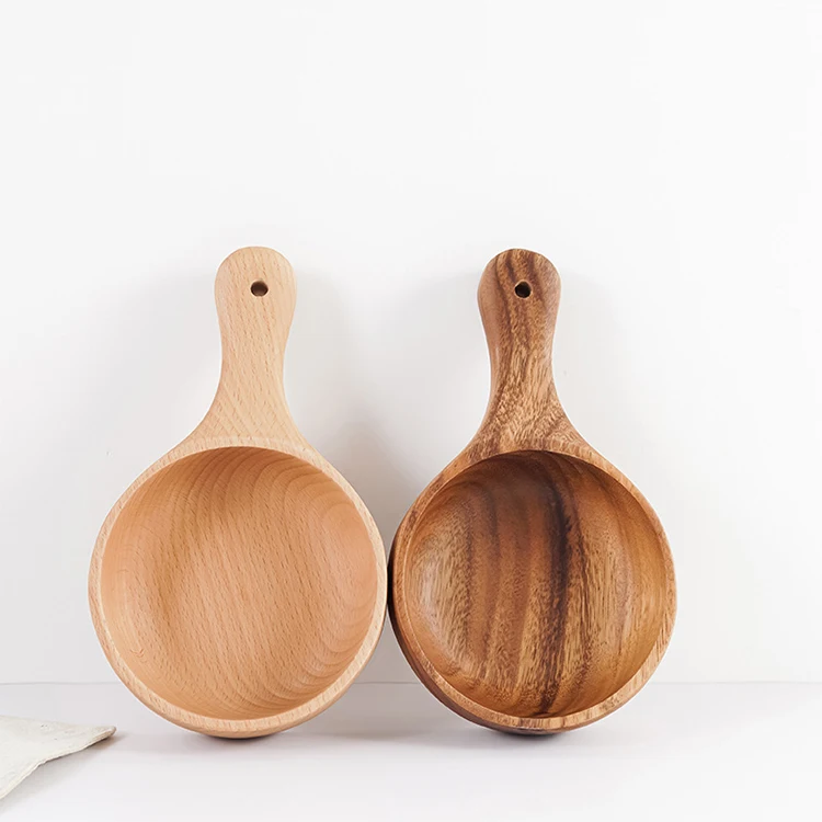 

Wholesale Factory household kitchen garden wooden water scoop bathroom water ladle dipper