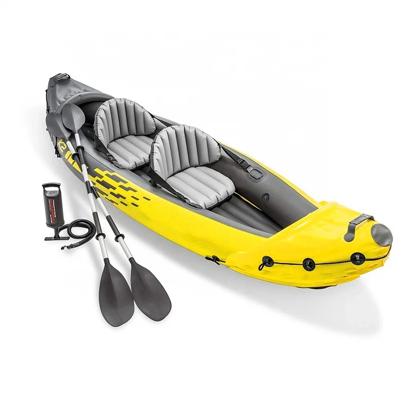 

The factory customized PVC TPU products single double people outdoor fishing and swimming boat adult inflatable canoe kayak, Yellow