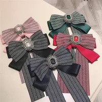 

exaggerated Korea gemstone pearl striped big bow tie flower pin corsage collar needle clothing accessories for female women men