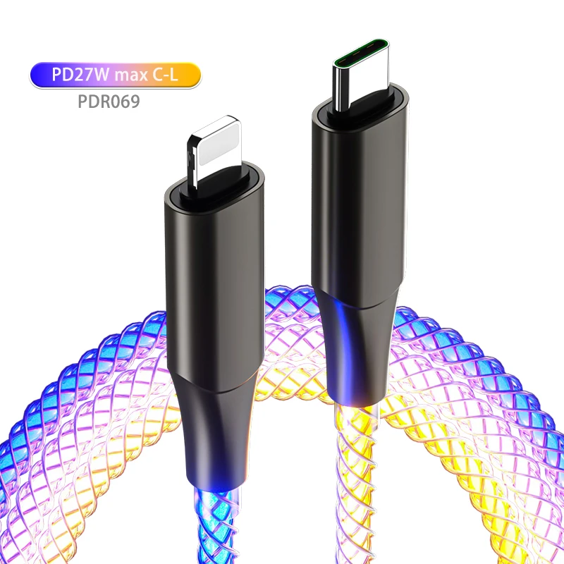 

LC4A4 RGB Multi Colors Gradual Shining Fast Charging USB C Data Cable LED Led Flowing Light Lightning For Apple iPhone iPad iPod