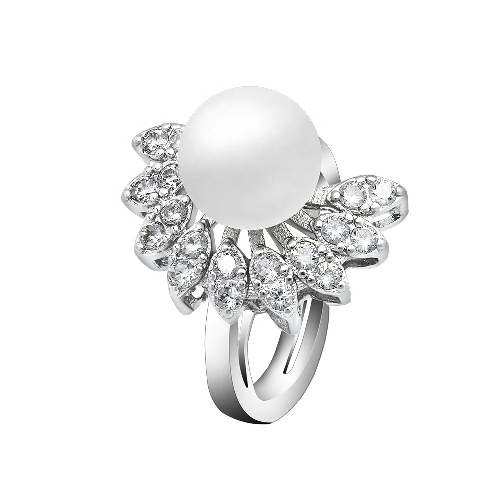 

Elegant Minimalist 925 Silver Zircon Jewelry Engagement Freshwater Pearl Ring