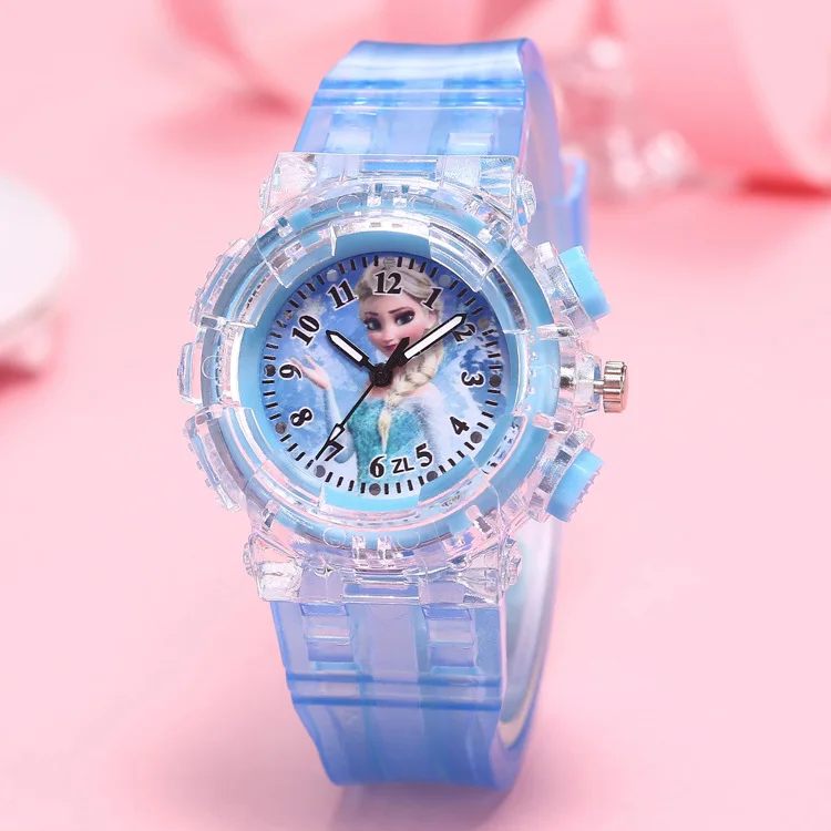 

Elsa watch kid Princess Pattern Children Luminous watch Crystal Cartoon silicone Quartz Wristwatch for Girls gifts