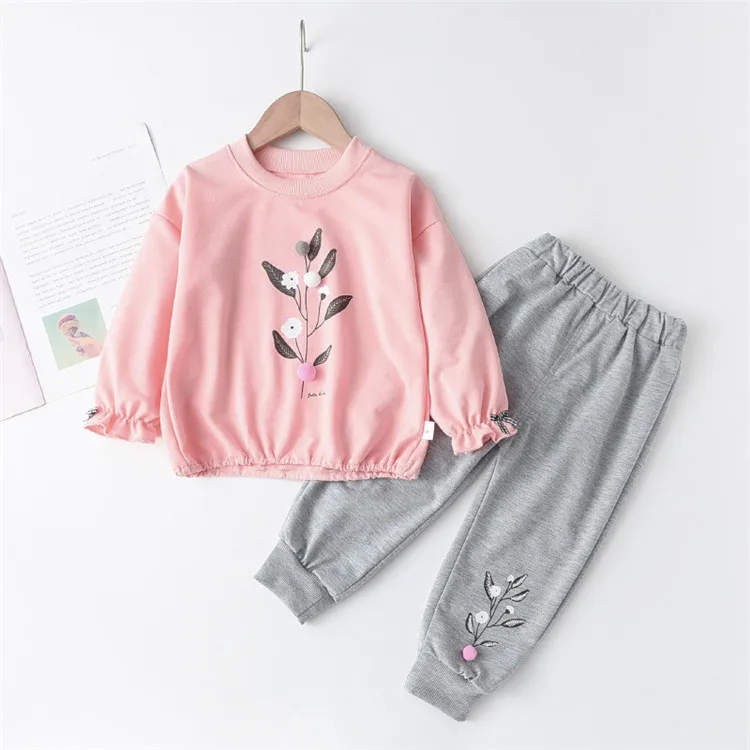 

Baby Clothing Set Girl Toddler Pant Sets Top Long Sleeve Pink + Printing Pants Casual Sports Kid Wears Spring Autumn, Yellow/rose madder/pink