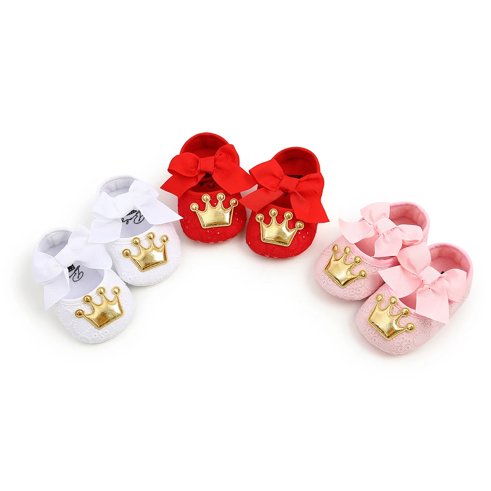 

Cute cheap Cotton fabric crown bowknot mary jane party princess dress baby girl shoes, 11 colors