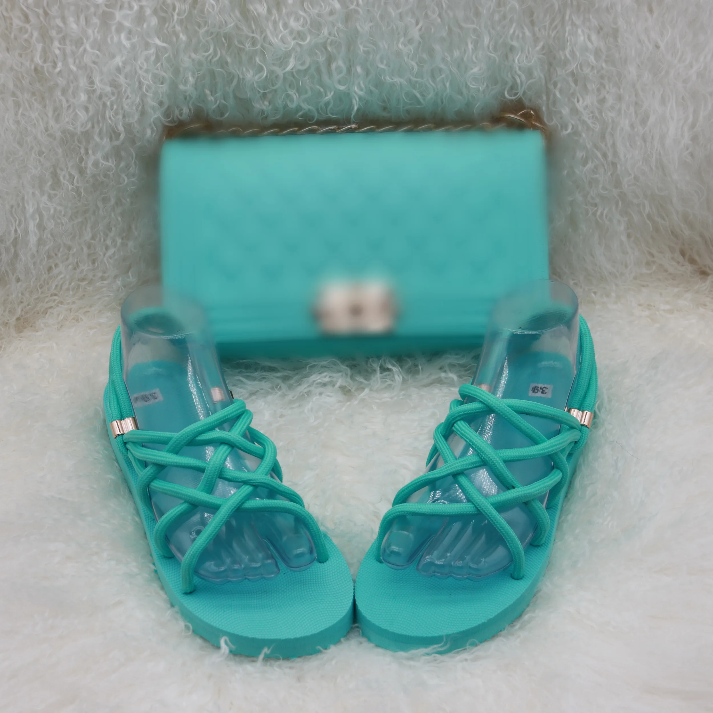 

Curlyfur handmade custom lace up rope sandals for women 2021 sandal and purse sets