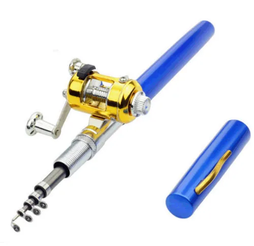 

in stock Lightweight Telescopic Mini portable pocket aluminum Pen Fishing Rod Reel Combo Set, Customized color
