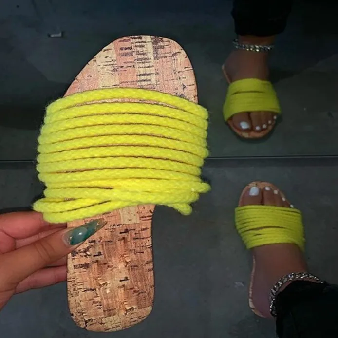 

Hot sale 2021 women's shoes fashion hemp rope low heel women sandals and slippers, Pictures
