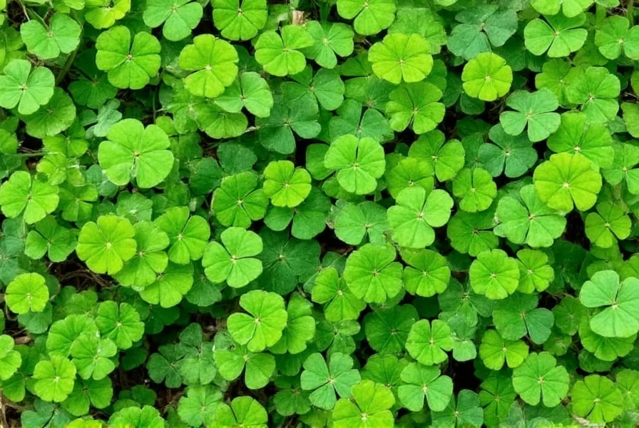 Close-up view of white clover flowers blooming in a mixed grass lawn