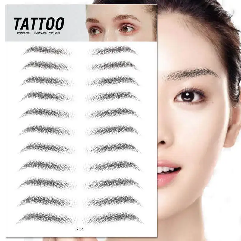 

Waterproof Eyebrow Tattoo Embroidery Eyebrows Sticker 4D Eyebrow Sticker Hair-like Black Brown Semi-Permanent Water Transfer