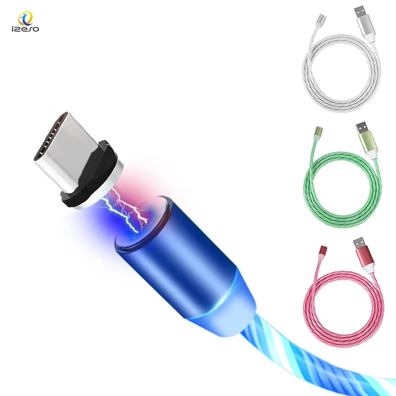 

Magnetic Charging Cable LED Flowing Light New Upgraded USB Cables 3 in 1 2A Luminous Fast Charging Wire izeso