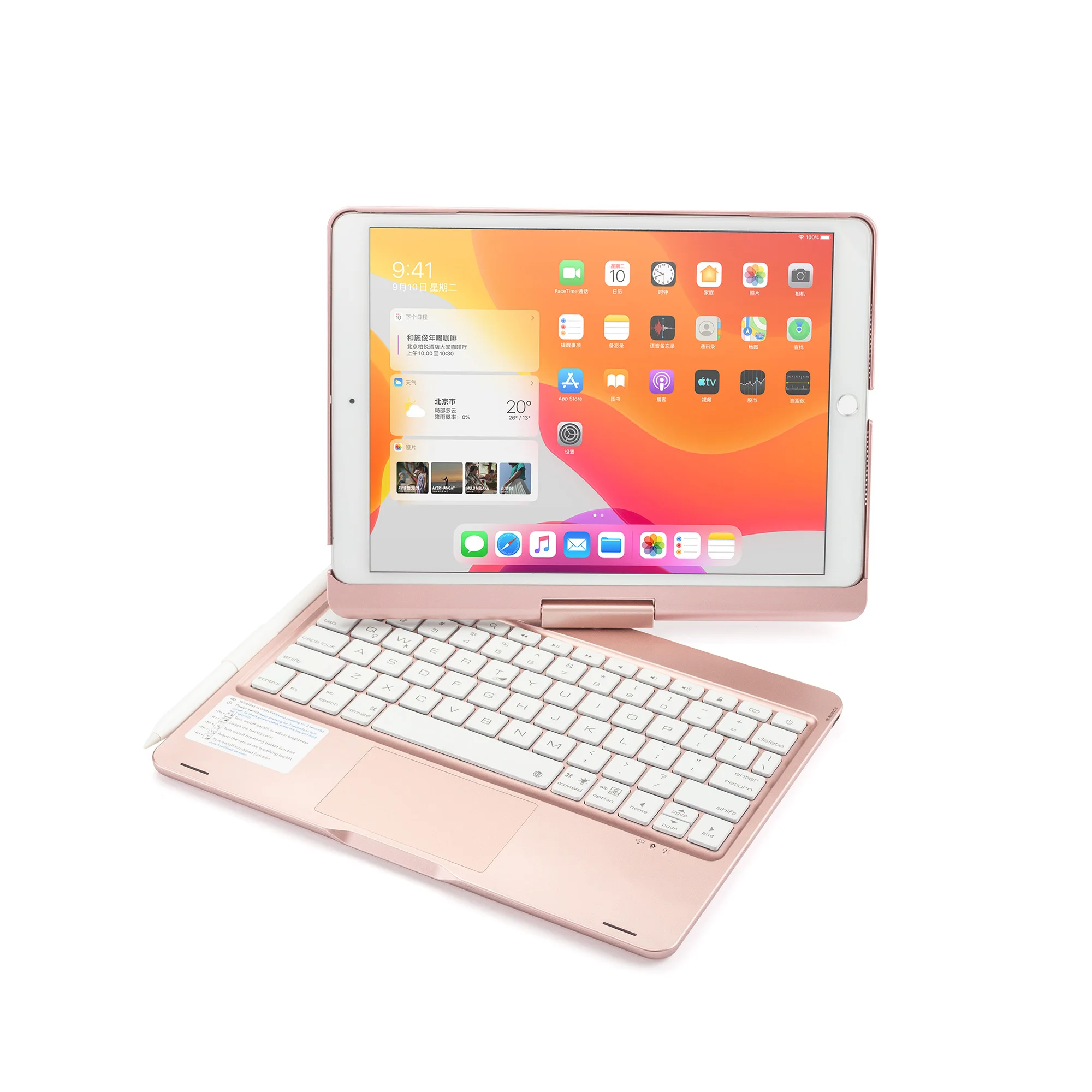 

Foldable Case Keyboard Cover Trackpad Tablet Wireless With Touchpad Teclado Para Ipad BT Keyboard For Ipad, Black, silver, rose gold, gold/ customized