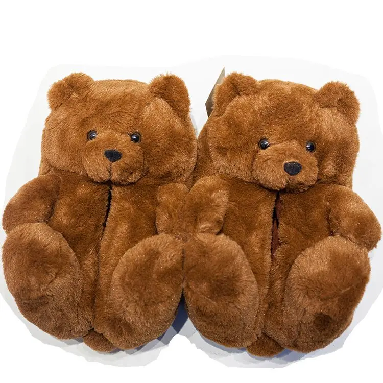 

Best Selling  Fits All Plush Furry Teddy Bear Slippers For Women Lovely Kids Teddy Bear Slippers, Picture