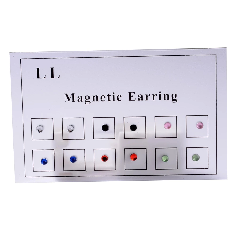 

12pcs/card  Crystal Magnetic Stud Earring Magnet Nose Lip Stud For Unisex Non Piercing Tragus Magnetic Nose Stud